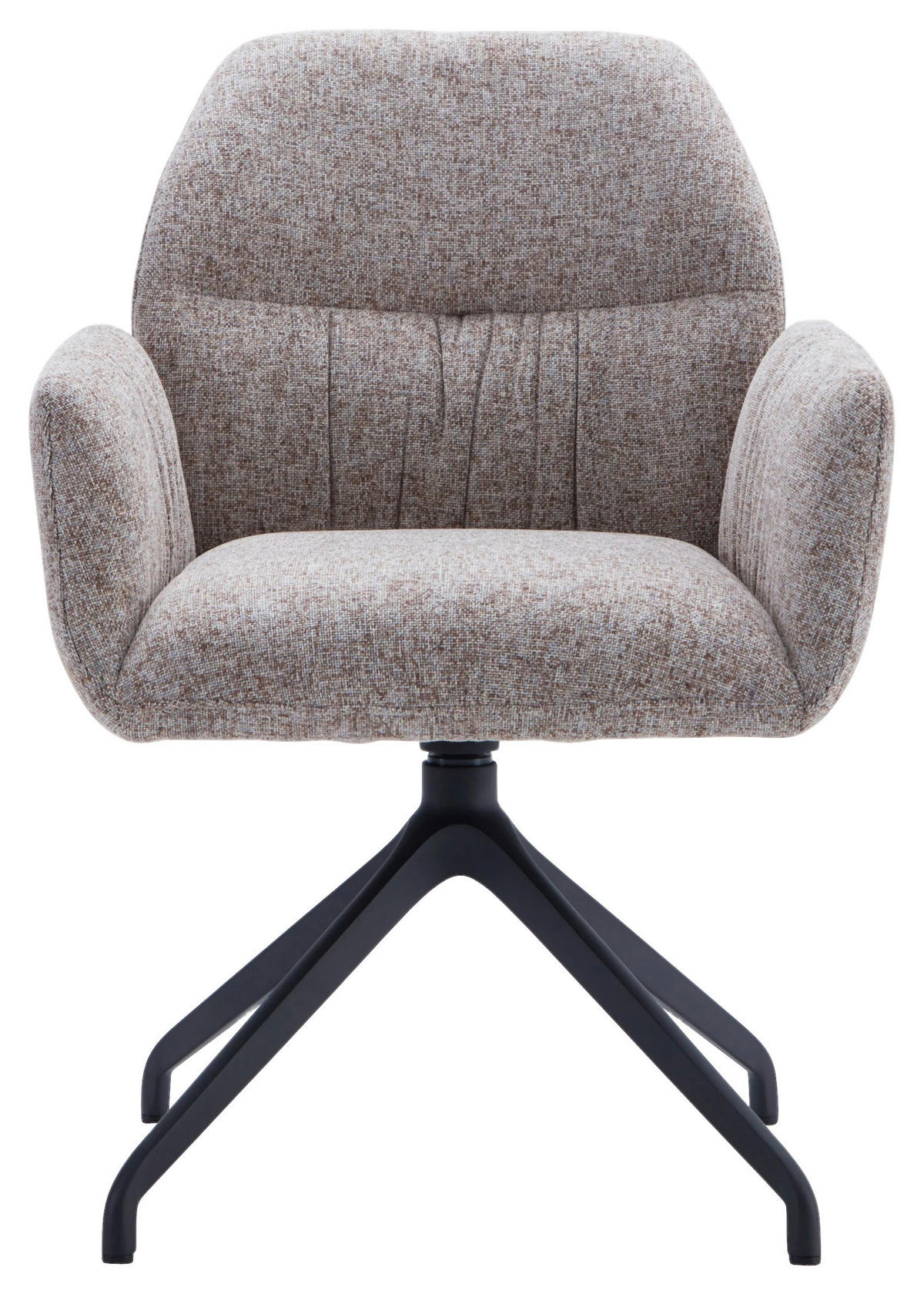 ARMLEHNSTUHL  Sitzfläche 360° drehbar, automatische Rückholfunktion Leinenoptik  - Beige/Schwarz, Design, Textil/Metall (62/89/63cm) - Dieter Knoll