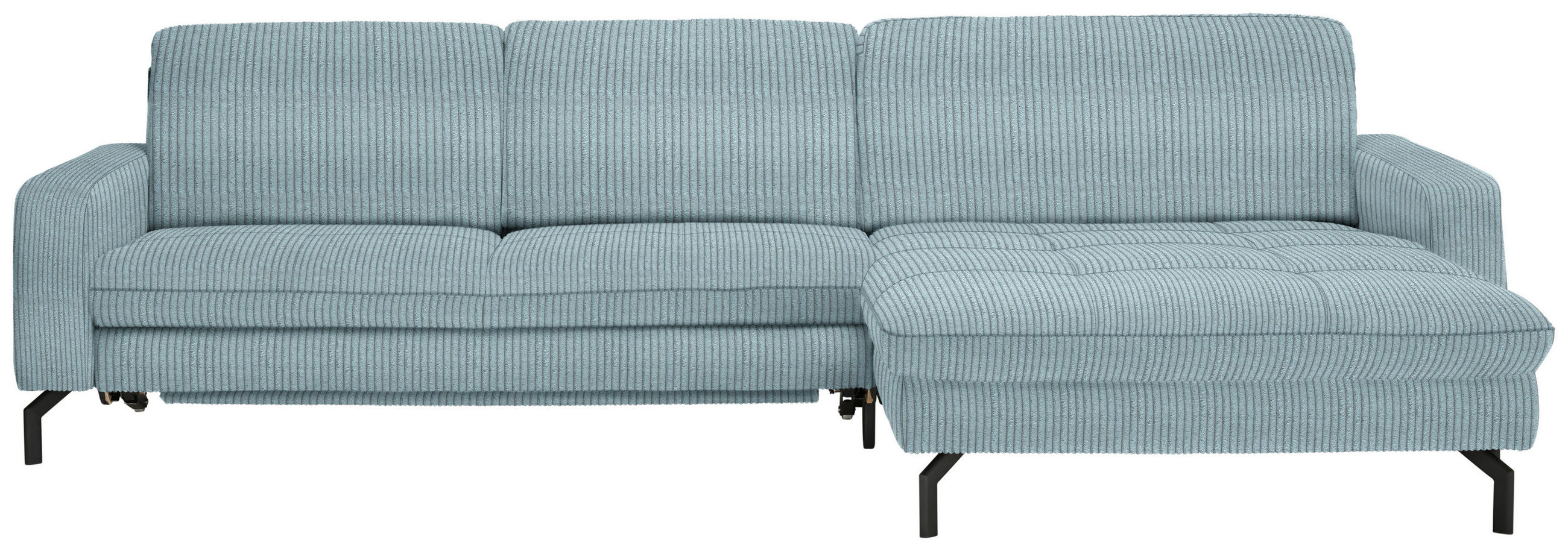 ECKSOFA in Cord Hellblau  - Schwarz/Hellblau, Design, Textil/Metall (302/178cm) - Beldomo Style