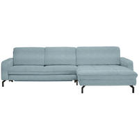 ECKSOFA in Cord Hellblau  - Schwarz/Hellblau, Design, Textil/Metall (302/178cm) - Beldomo Style