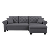KUTNA GARNITURA tekstil  tamno siva   - tamno siva/boje bukve, Design, tekstil/drvo (266/161cm) - MID.YOU