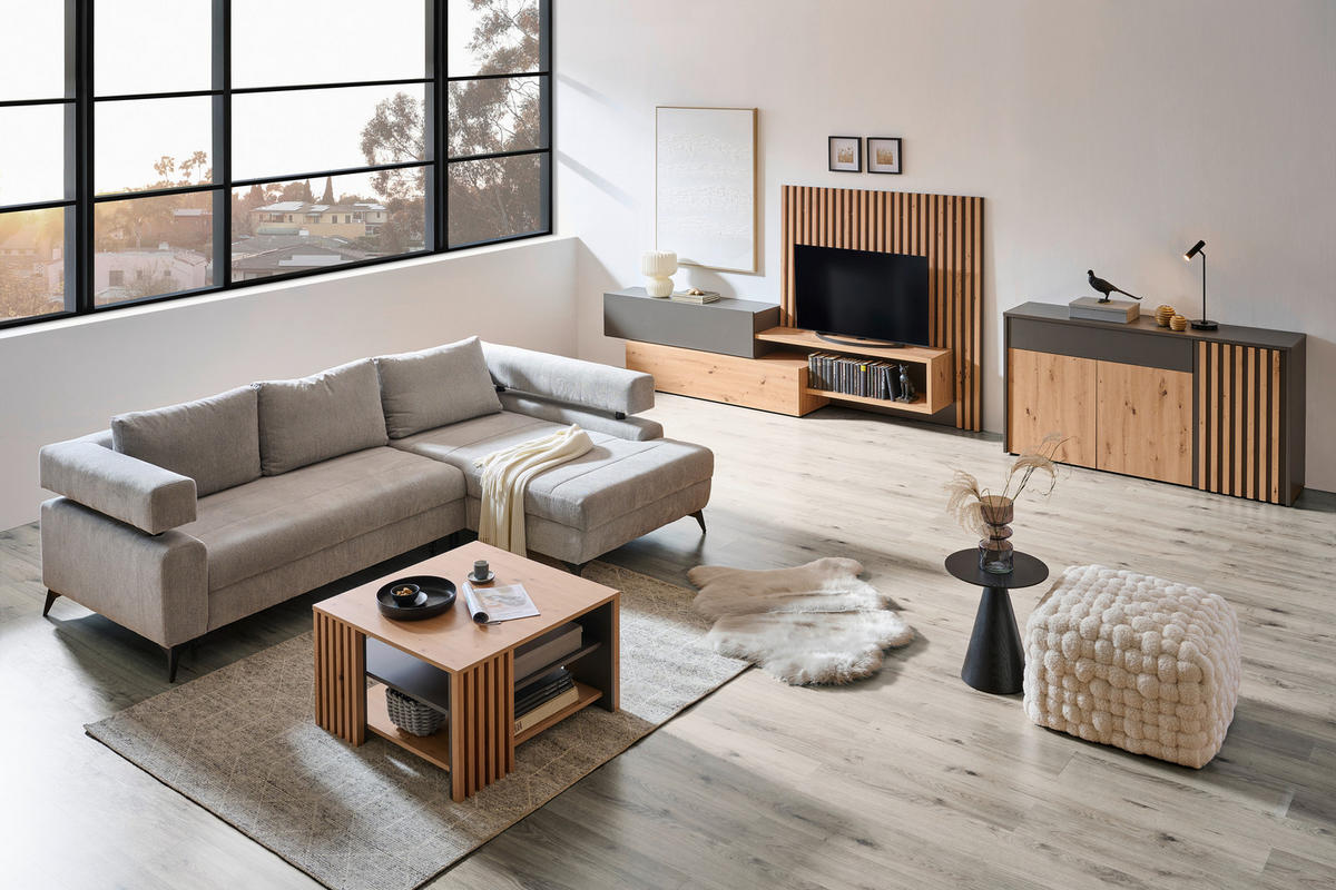 COUCHTISCH quadratisch Grau, Eiche Artisan  - Eiche Artisan/Grau, MODERN, Holzwerkstoff (80/45/80cm) - Carryhome