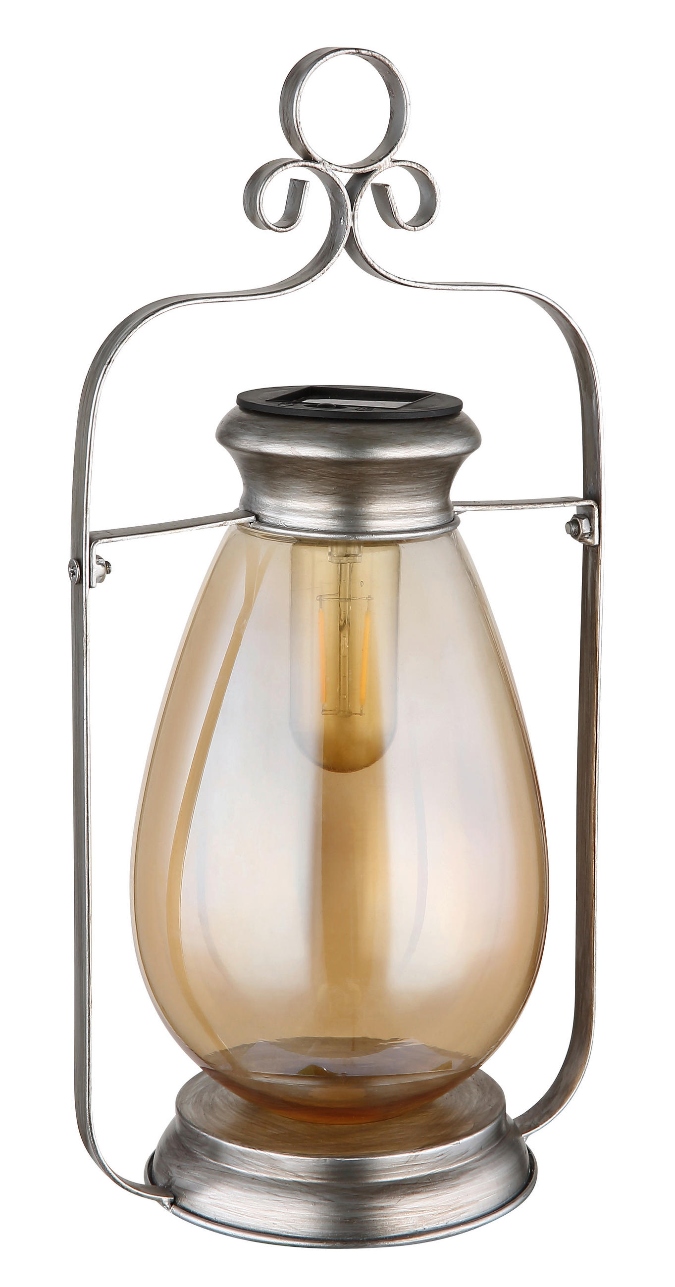 SOLARLEUCHTE  - Silberfarben/Schwarz, Design, Glas/Kunststoff (17/15/36,5cm) - Globo