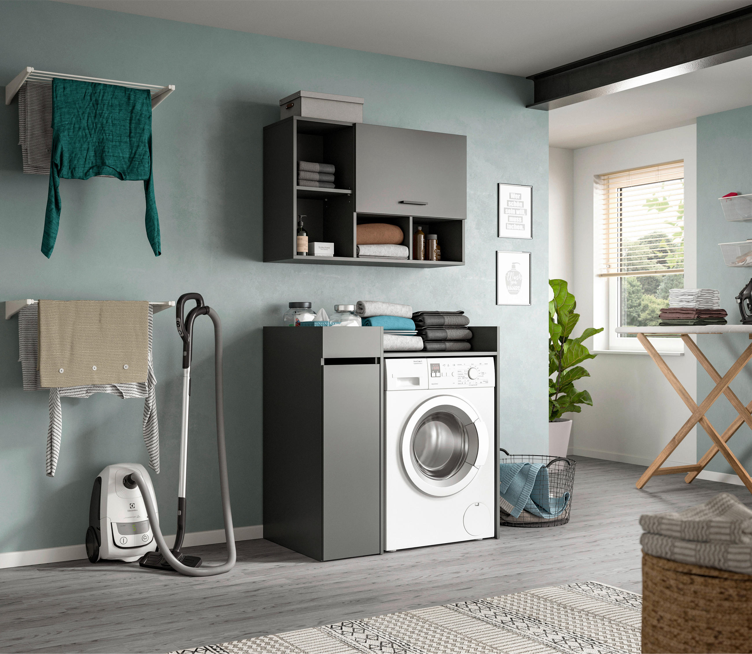 HÄNGESCHRANK 95/64/34 cm  - Anthrazit/Schwarz, Basics, Holzwerkstoff/Kunststoff (95/64/34cm) - MID.YOU