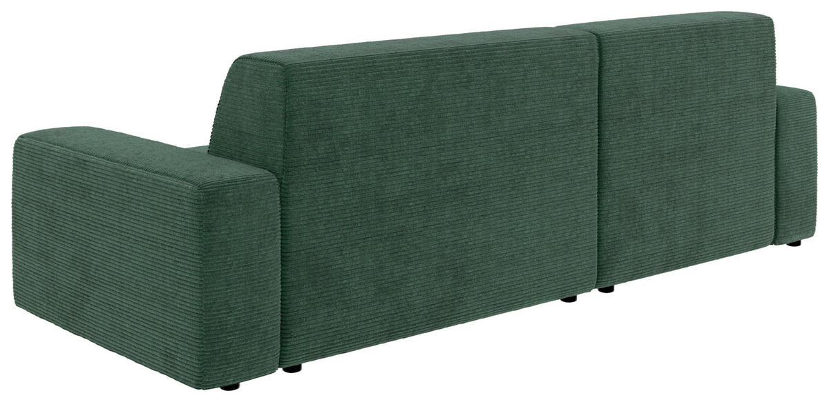 ECKSOFA in Cord Dunkelgrün  - Dunkelgrün/Schwarz, Modern, Kunststoff/Textil (162/246cm) - Trendmanufaktur