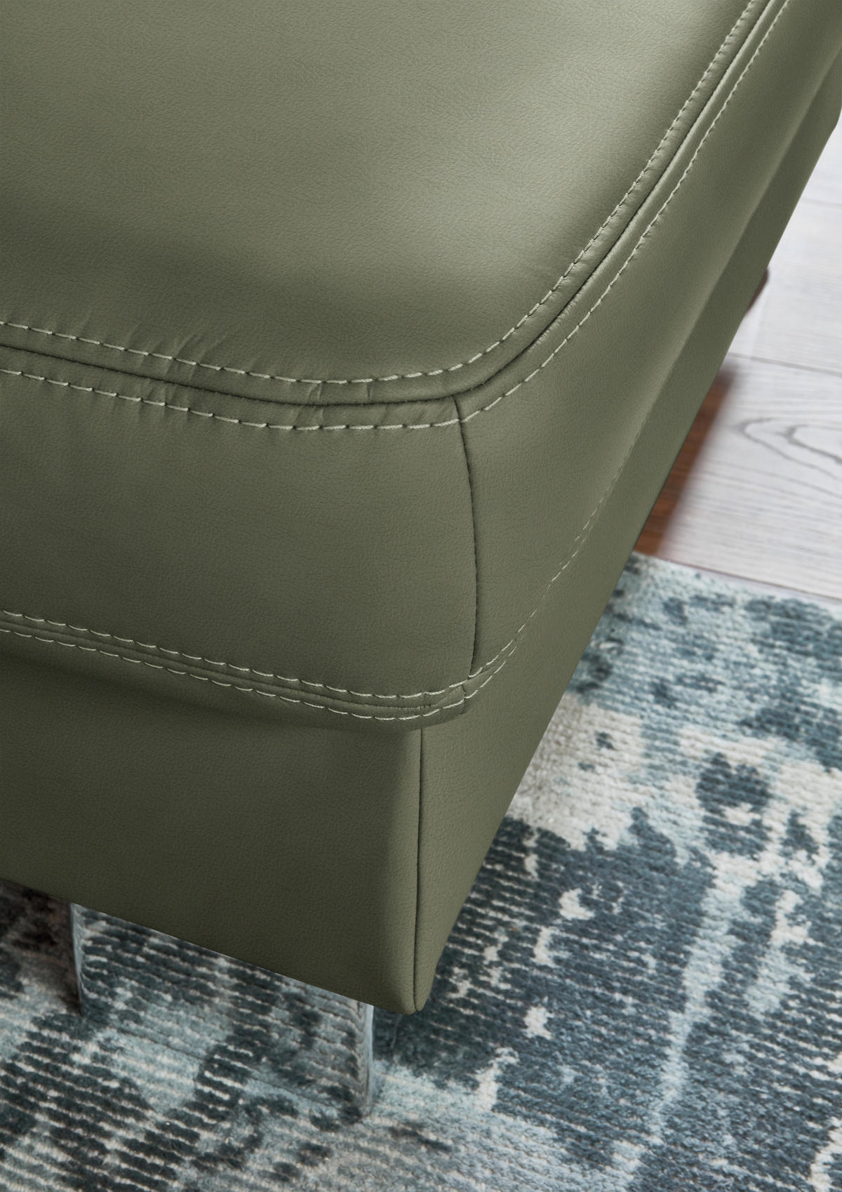 ECKSOFA  in Echtleder Olivgrün  248/235 cm  - Alufarben/Olivgrün, Design, Leder/Metall (248/235cm) - Beldomo Premium