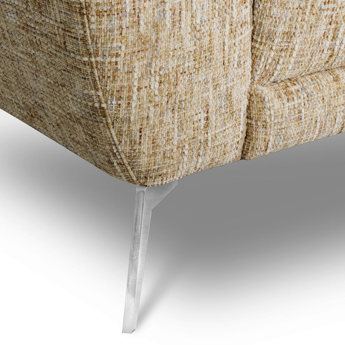 ECKSOFA  Webstoff Hellbraun  - Chromfarben/Hellbraun, Design, Textil/Metall (273/250cm) - Livetastic