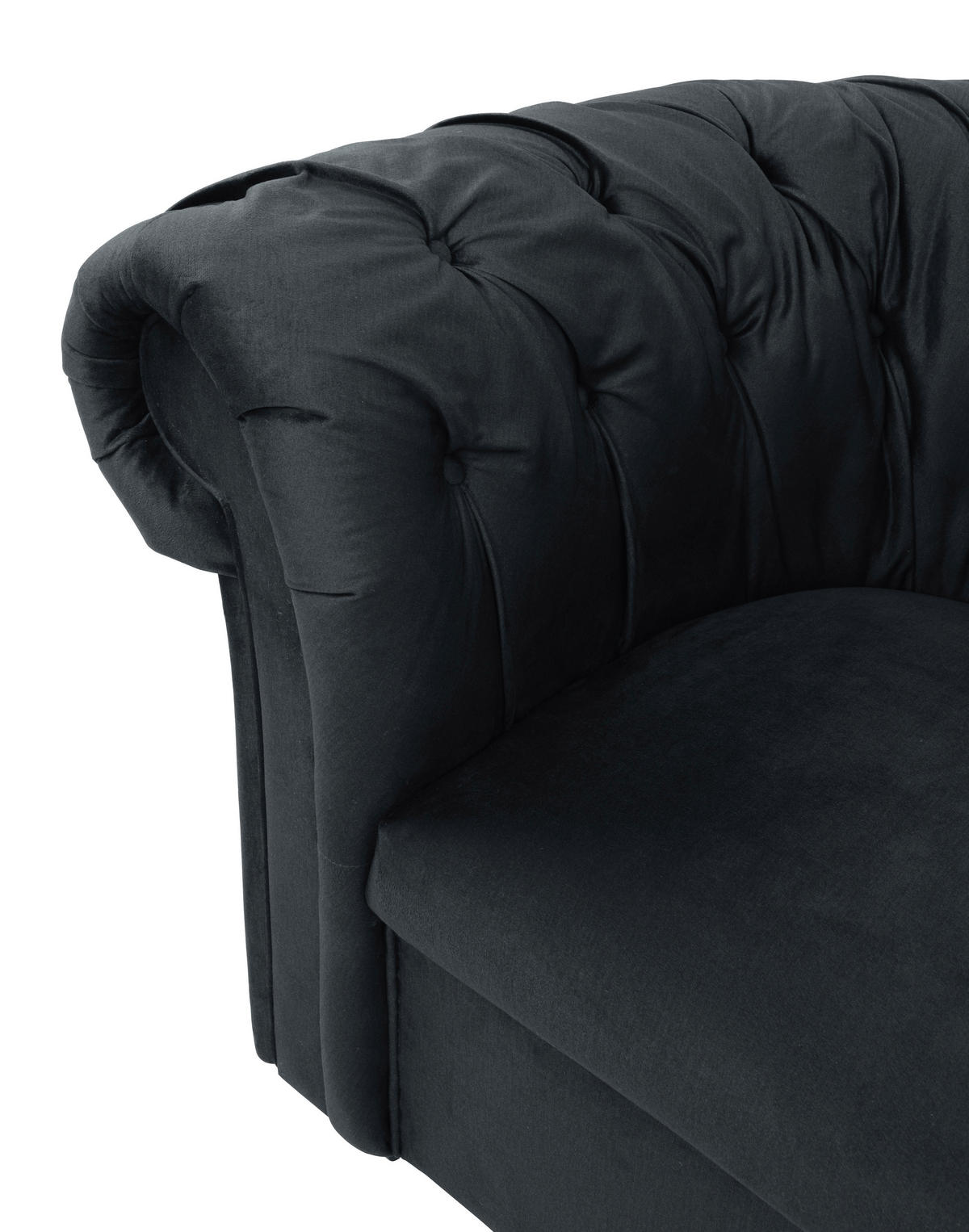 CHESTERFIELD-SESSEL in Velours Anthrazit  - Anthrazit/Schwarz, Design, Holz/Textil (114/78/91cm) - MID.YOU
