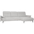 ECKSOFA in Chenille, Flachgewebe Ecru  - Ecru/Schwarz, Design, Textil/Metall (318/165cm) - Xora