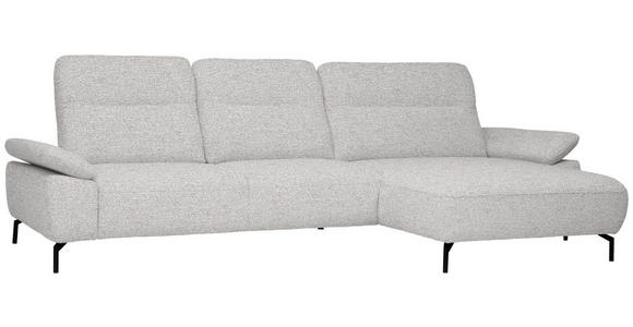 ECKSOFA in Chenille, Flachgewebe Ecru  - Ecru/Schwarz, Design, Textil/Metall (318/165cm) - Xora