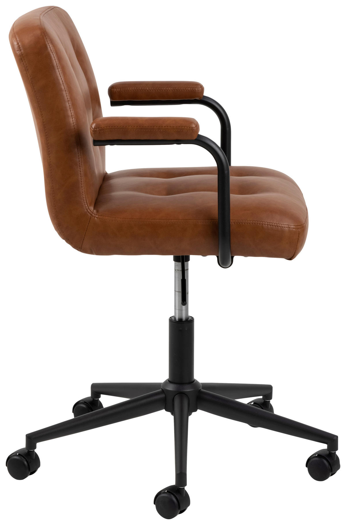 DREHSTUHL Lederlook Braun, Schwarz, Cognac  - Cognac/Schwarz, KONVENTIONELL, Textil/Metall (57/77,5/59cm) - MID.YOU