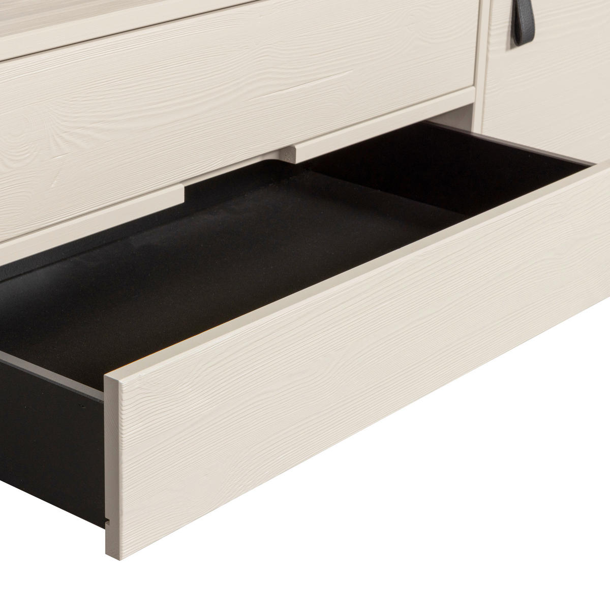 LOWBOARD Silas  in 120/55/44 cm  - Hellgrau/Schwarz, Design, Leder/Holz (120/55/44cm) - Livetastic