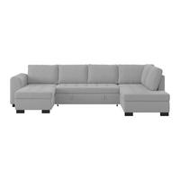 WOHNLANDSCHAFT Hellgrau Mikrofaser  - Hellgrau/Schwarz, MODERN, Kunststoff/Textil (155/305/178cm) - P & B