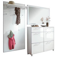 GARDEROBE 3-teilig  in 210/195/31 cm  - Weiss, Design, Glas/Holzwerkstoff (210/195/31cm)