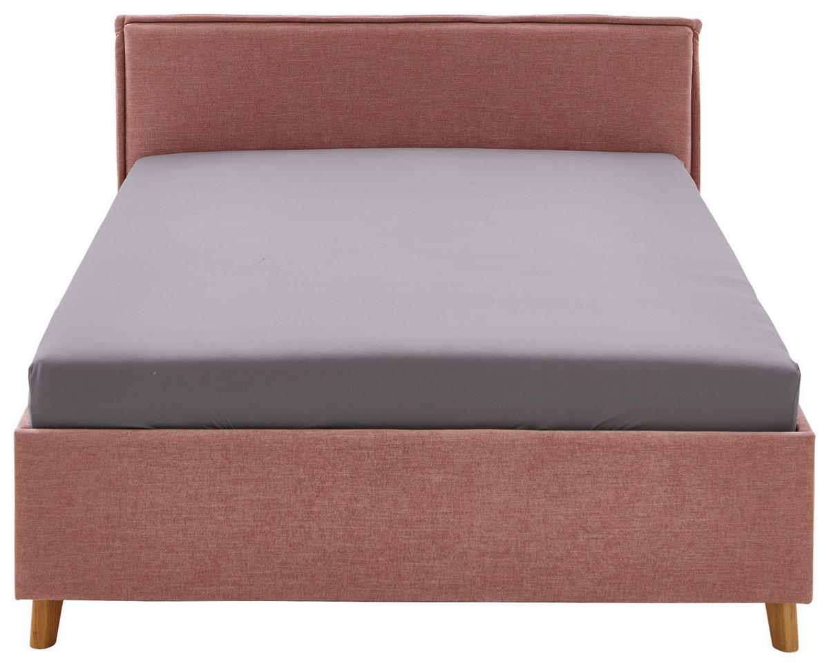 POLSTERBETT 140/200 cm  in Rosa  - Eichefarben/Rosa, KONVENTIONELL, Holz/Textil (140/200cm) - Stylife