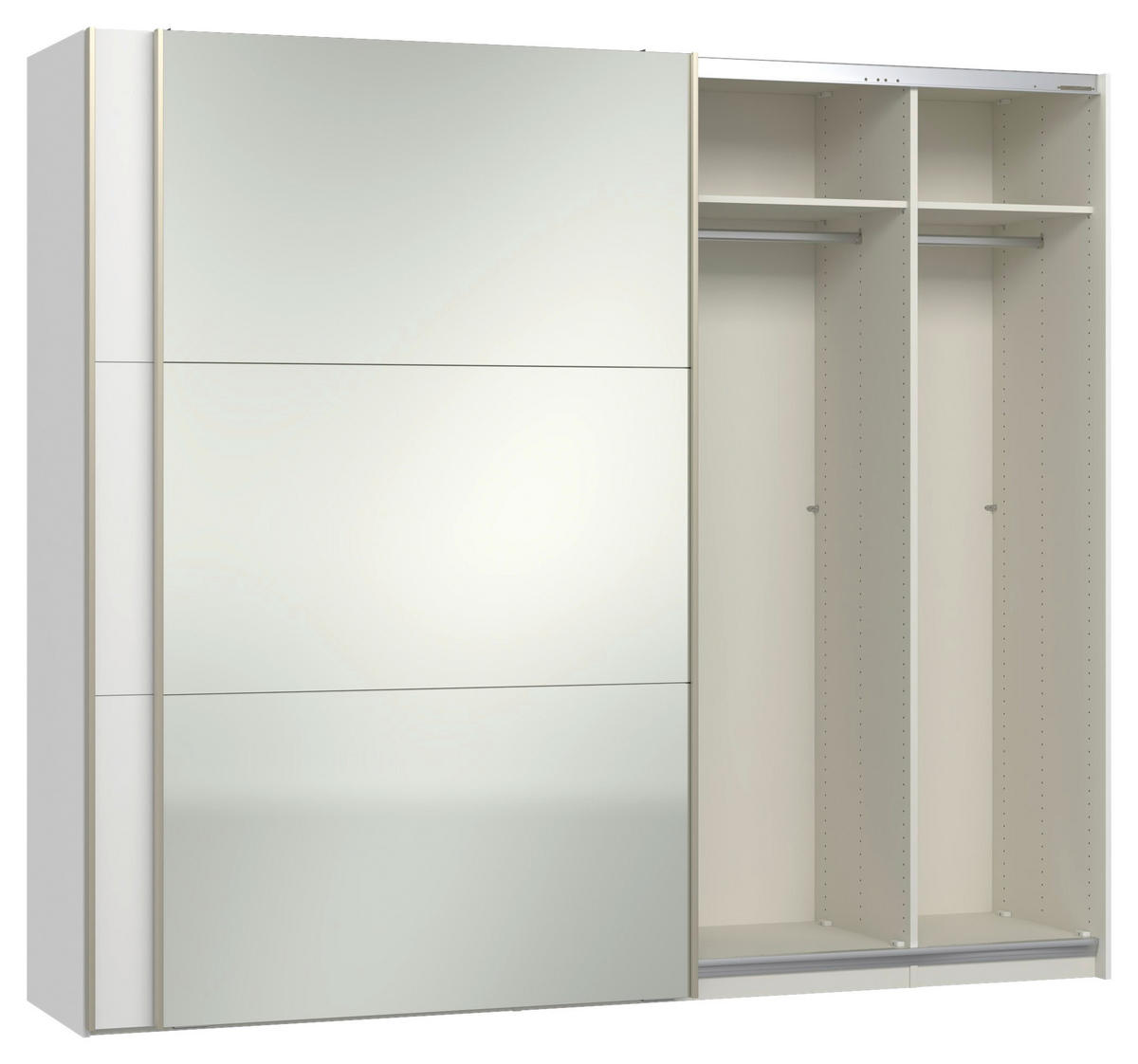 SCHWEBETÜRENSCHRANK 253/220/65 cm 2-türig Weiß  - Edelstahlfarben/Weiß, Design, Glas/Holzwerkstoff (253/220/65cm) - Jutzler