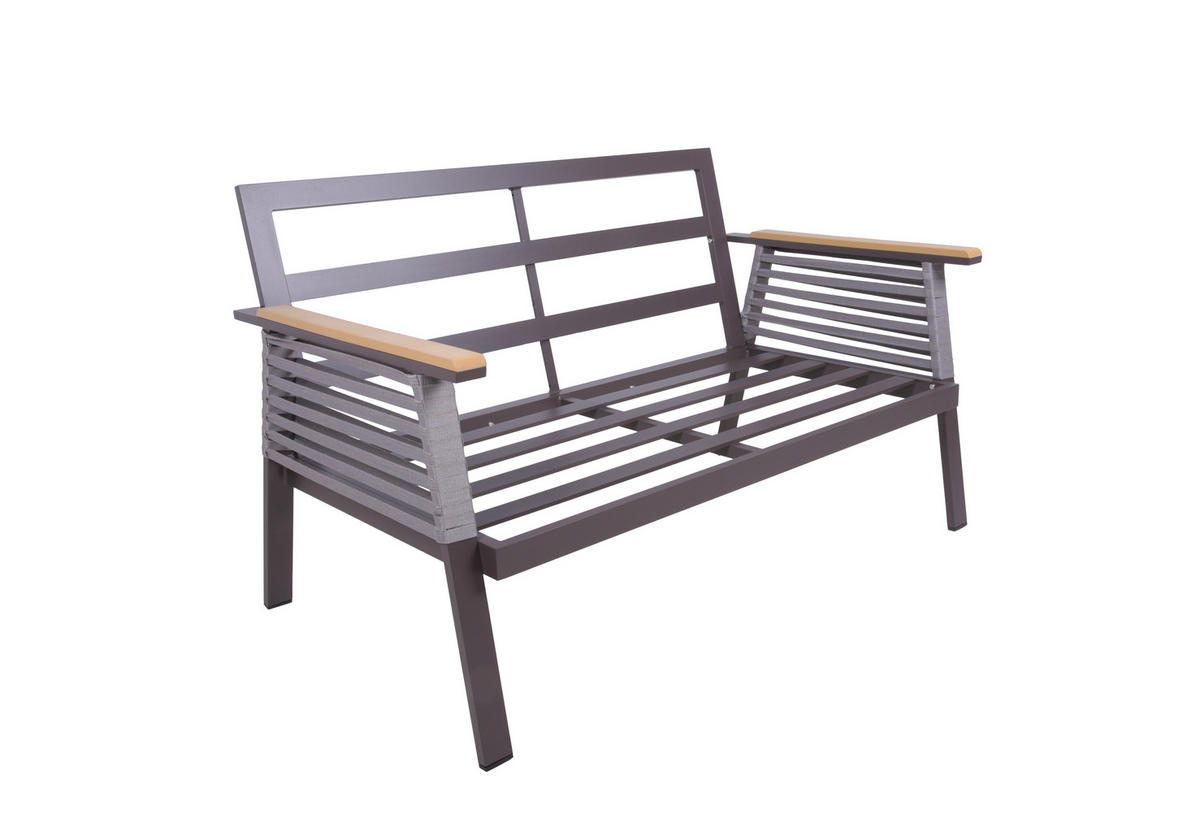 LOUNGEGARNITUR 4-teilig   152/91/250 cm Aluminium  - Dunkelbraun/Naturfarben, Basics, Kunststoff/Textil (152/91/250cm) - Gardenson