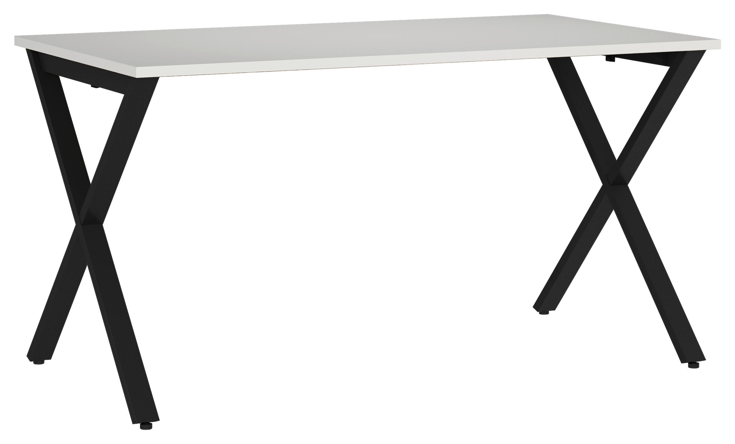 SCHREIBTISCH 140/80/75 cm Schwarz, Hellgrau in verschiedenen Holz-Dekoren erhältlich, justierbare Füße  - Hellgrau/Schwarz, MODERN, Holzwerkstoff/Metall (140/80/75cm) - Novel