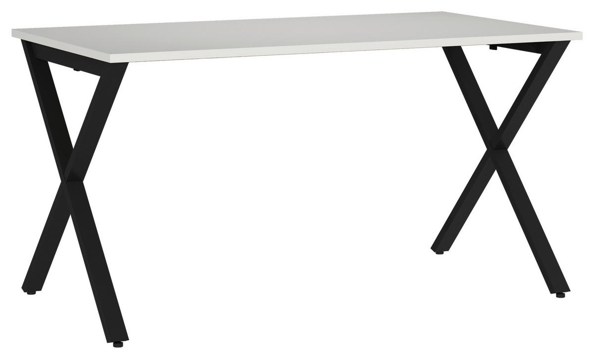 SCHREIBTISCH 140/80/75 cm Schwarz, Hellgrau in verschiedenen Holz-Dekoren erhältlich, justierbare Füße  - Hellgrau/Schwarz, MODERN, Holzwerkstoff/Metall (140/80/75cm) - Novel