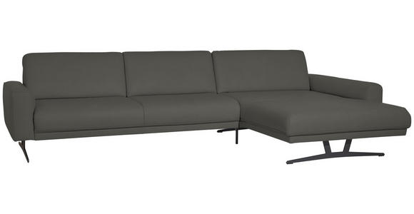 ECKSOFA in Echtleder Grau  - Anthrazit/Grau, KONVENTIONELL, Leder/Metall (324/182cm) - Ambiente