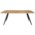 ESSTISCH Eiche massiv rechteckig Schwarz, Eichefarben  - Eichefarben/Schwarz, LIFESTYLE, Holz/Metall (160/90/75cm) - Linea Natura