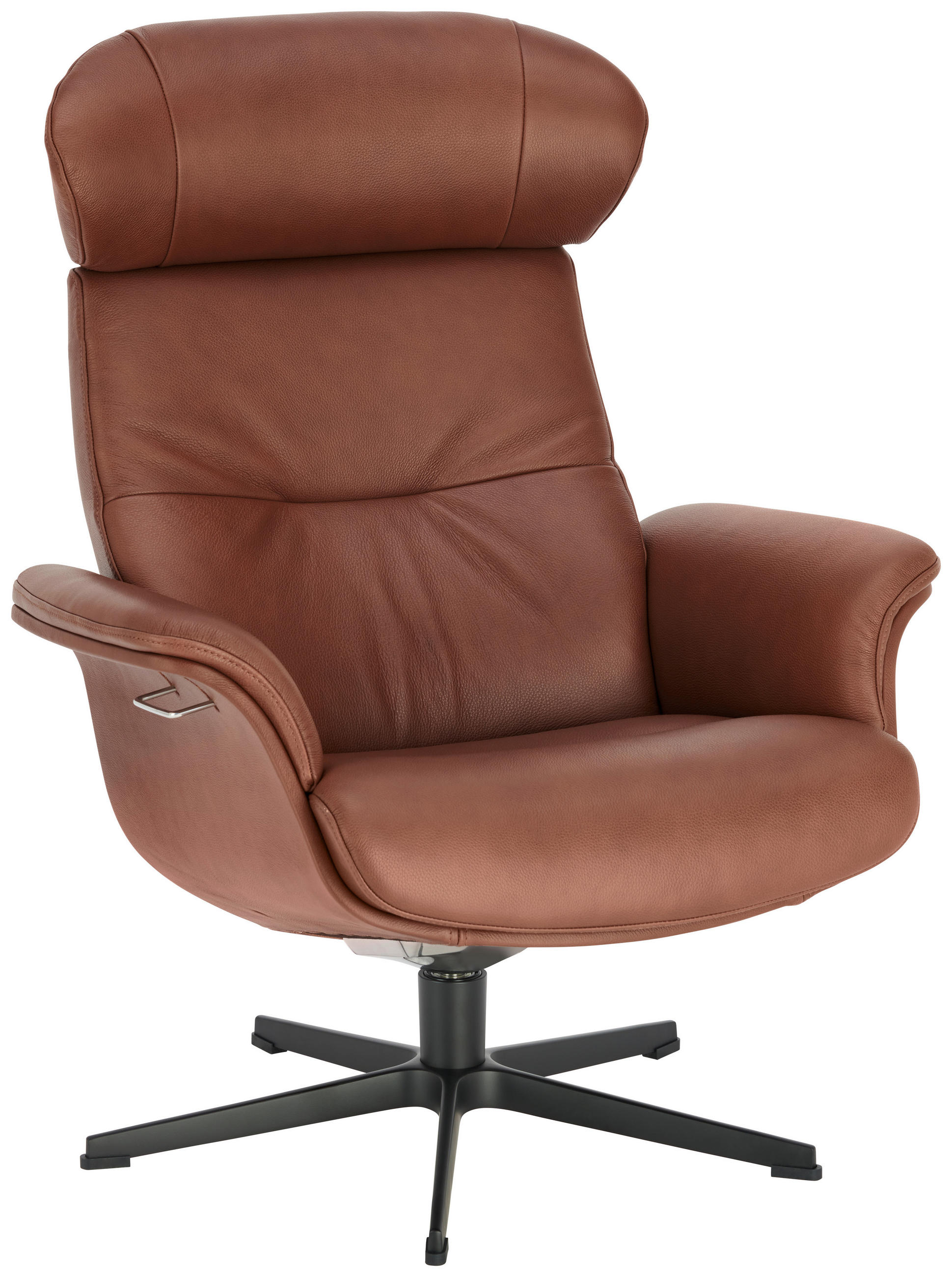 RELAXSESSEL in Leder Cognac  - Cognac/Schwarz, Natur, Leder/Metall (81/101/80cm) - Conform