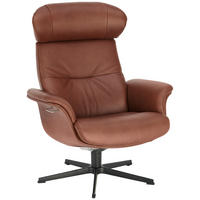 RELAXSESSEL in Leder Cognac  - Cognac/Schwarz, Natur, Leder/Metall (81/101/80cm) - Conform