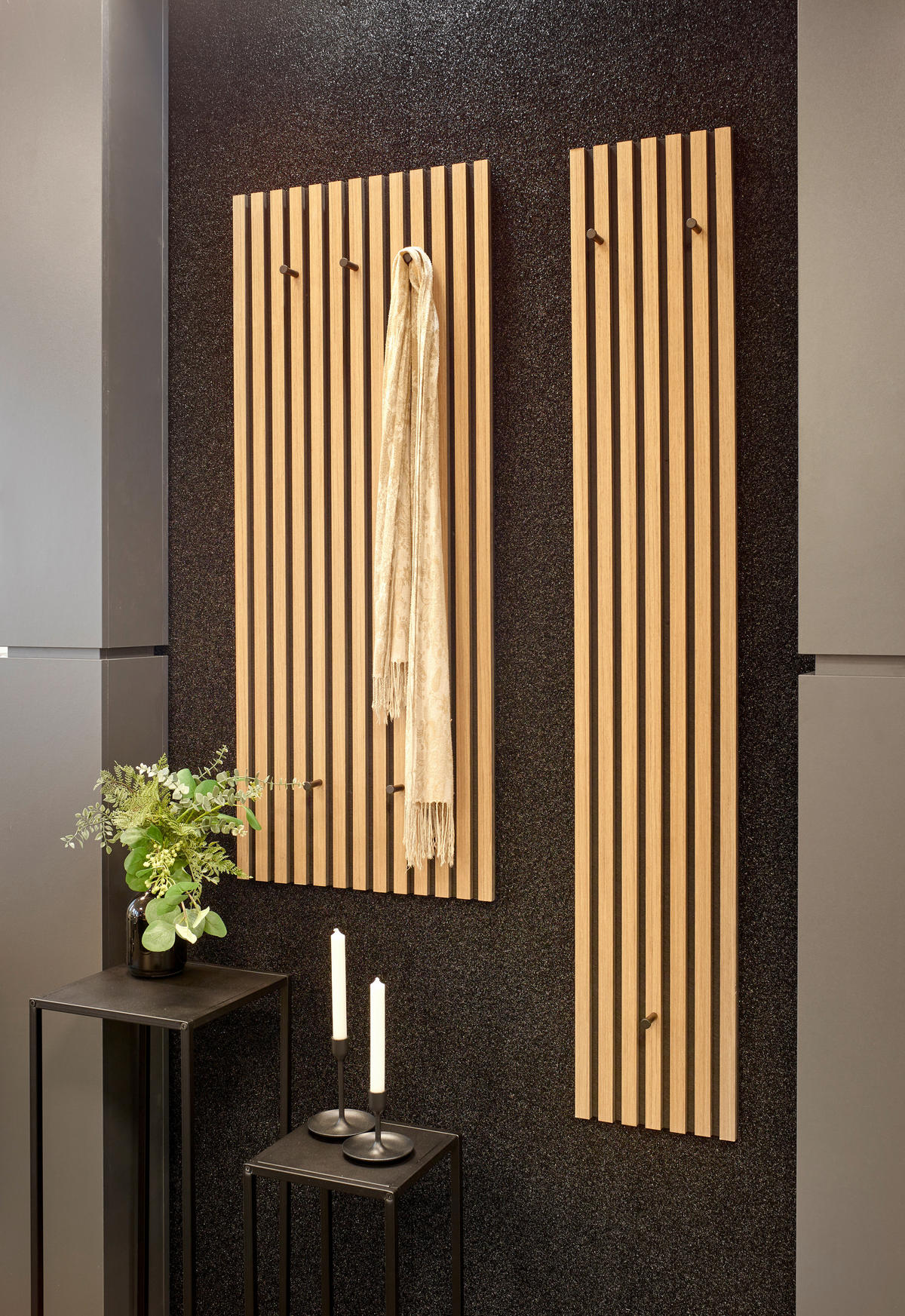 GARDEROBENPANEEL  in 25/160/7 cm  - Schwarz/Eiche Artisan, MODERN, Holzwerkstoff/Textil (25/160/7cm) - Xora