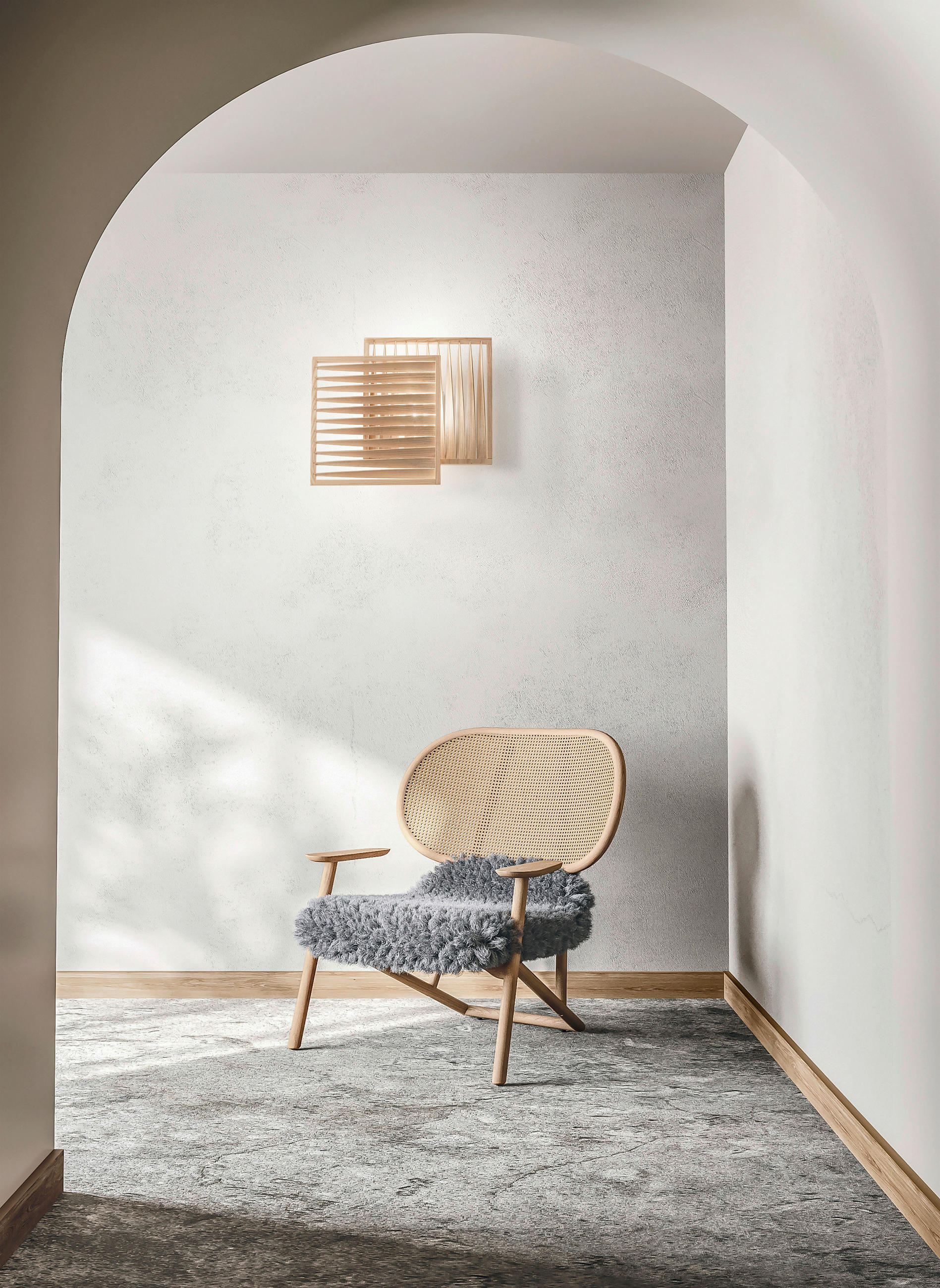 LED-WANDLEUCHTE Loft 43/39/8 cm   - Weiß, Design, Holz/Metall (43/39/8cm) - Fabas Luce