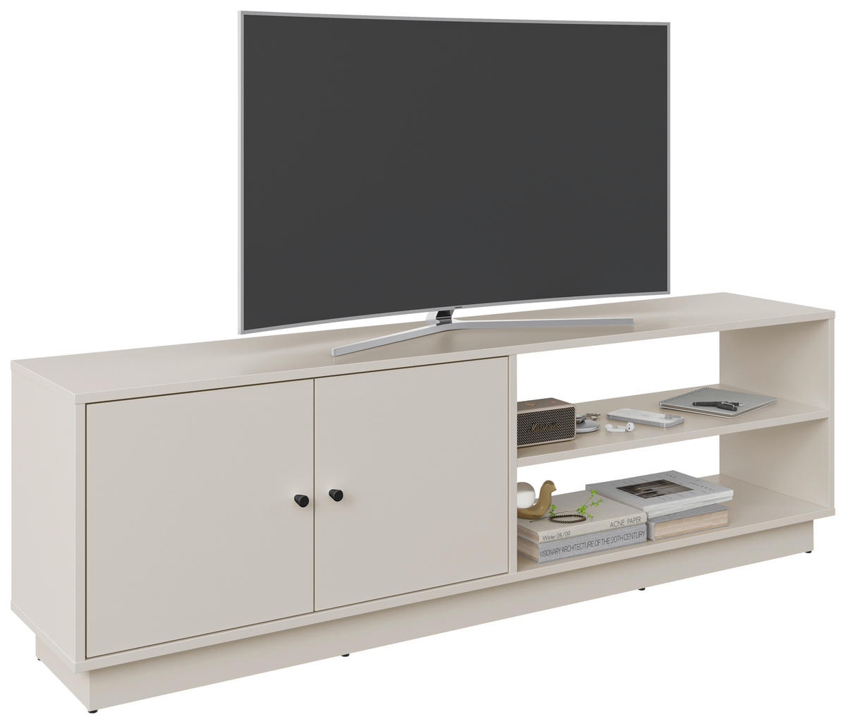 TV-ELEMENT - Kaschmir/Schwarz, Basics, Holzwerkstoff/Kunststoff (161/50/33,5cm) - Boxxx