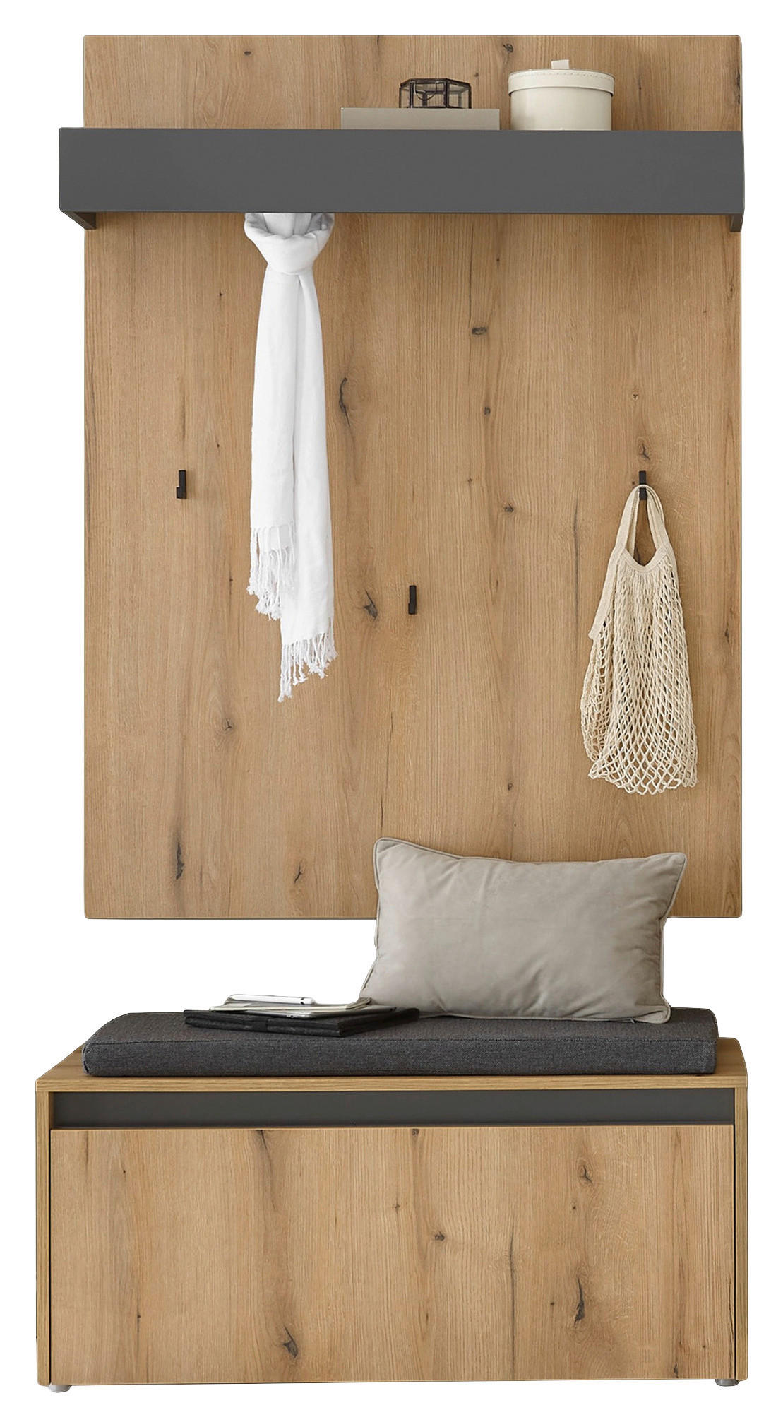 GARDEROBE 3-teilig  in 100/200/40 cm  - Eichefarben/Anthrazit, Design, Holzwerkstoff/Textil (100/200/40cm) - Modante