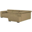 ECKSOFA Olivgrün Struktur  - Schwarz/Olivgrün, Design, Kunststoff/Textil (284/205cm) - Xora