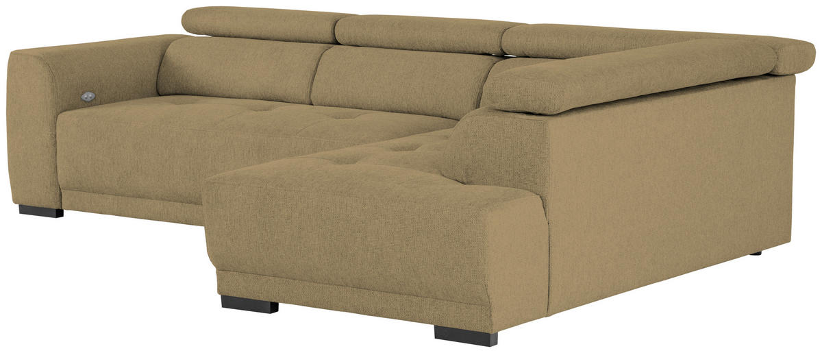 ECKSOFA in Struktur Olivgrün  - Schwarz/Olivgrün, Design, Kunststoff/Textil (284/205cm) - MID.YOU