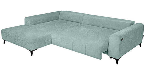 ECKSOFA  in Chenille Hellblau  222/279 cm  - Schwarz/Hellblau, KONVENTIONELL, Kunststoff/Textil (222/279cm) - Hom`in