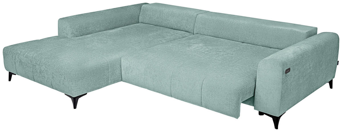 ECKSOFA Hellblau Chenille  - Schwarz/Hellblau, KONVENTIONELL, Kunststoff/Textil (222/279cm) - Hom`in
