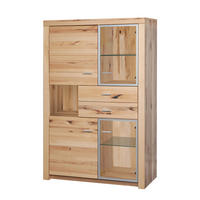 VISOKA KOMODA, bukev (jedrovina)  - bukev (jedrovina), Konvencionalno, kovina/steklo (102/166/38cm) - Valnatura