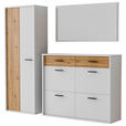 GARDEROBE 3-teilig  in 205/198/37 cm  - Eichefarben/Weiß, Design, Glas/Holzwerkstoff (205/198/37cm) - Xora