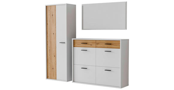 GARDEROBE 3-teilig  in 205/198/37 cm  - Eichefarben/Weiß, Design, Glas/Holzwerkstoff (205/198/37cm) - Xora