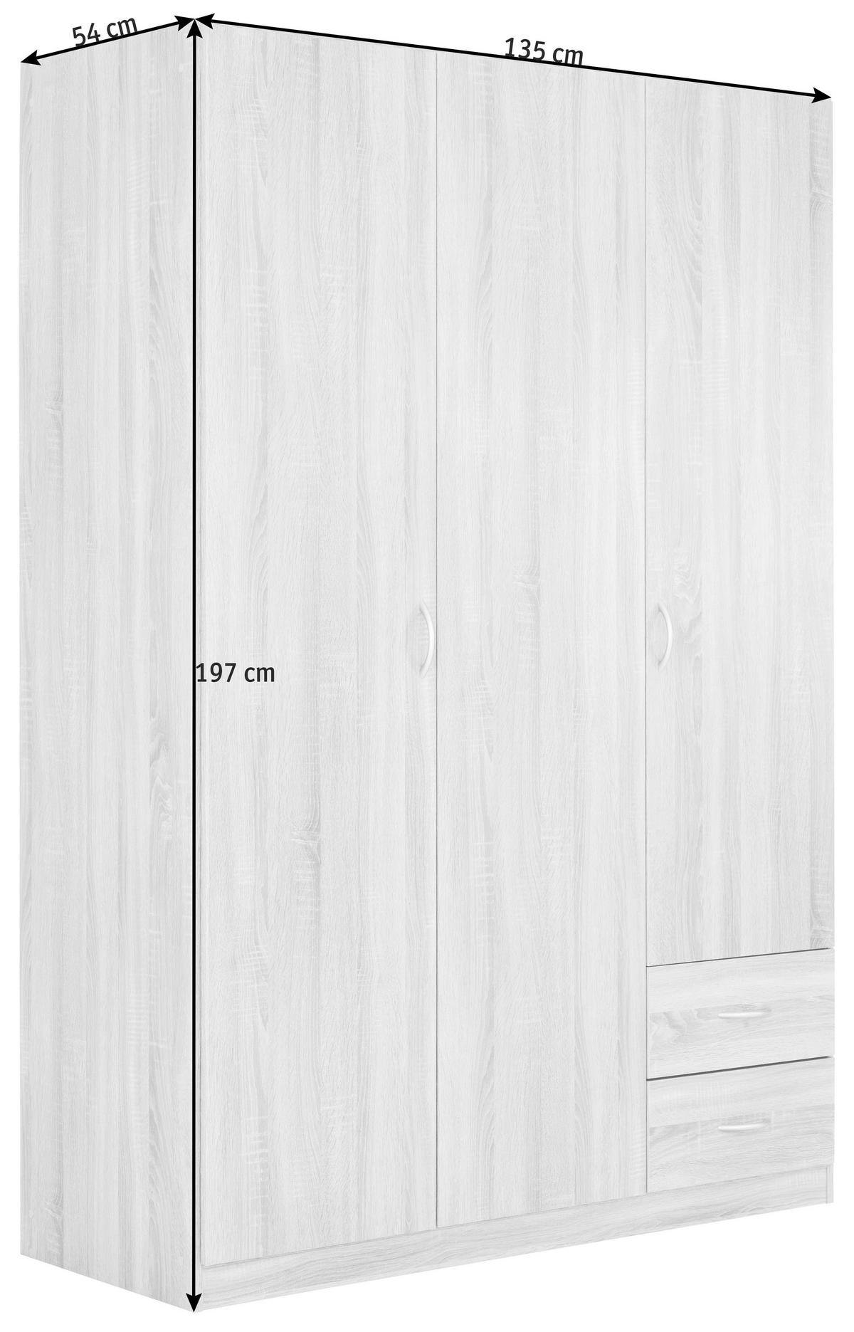 DREHTÜRENSCHRANK in Sonoma Eiche  - Silberfarben/Sonoma Eiche, Konventionell, Holzwerkstoff (136/197/54cm) - Boxxx