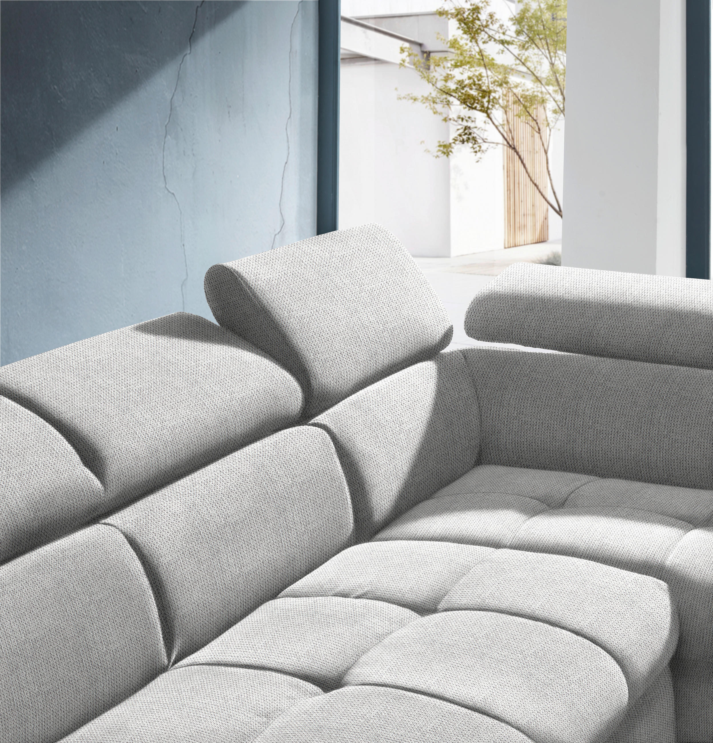 Thumbnail - Stylife Ecksofa, Hellgrau, Textil, 4-Sitzer, Ottomane rechts, L-Form, 279x210 cm, Stoffauswahl, seitenverkehrt erhältlic...
