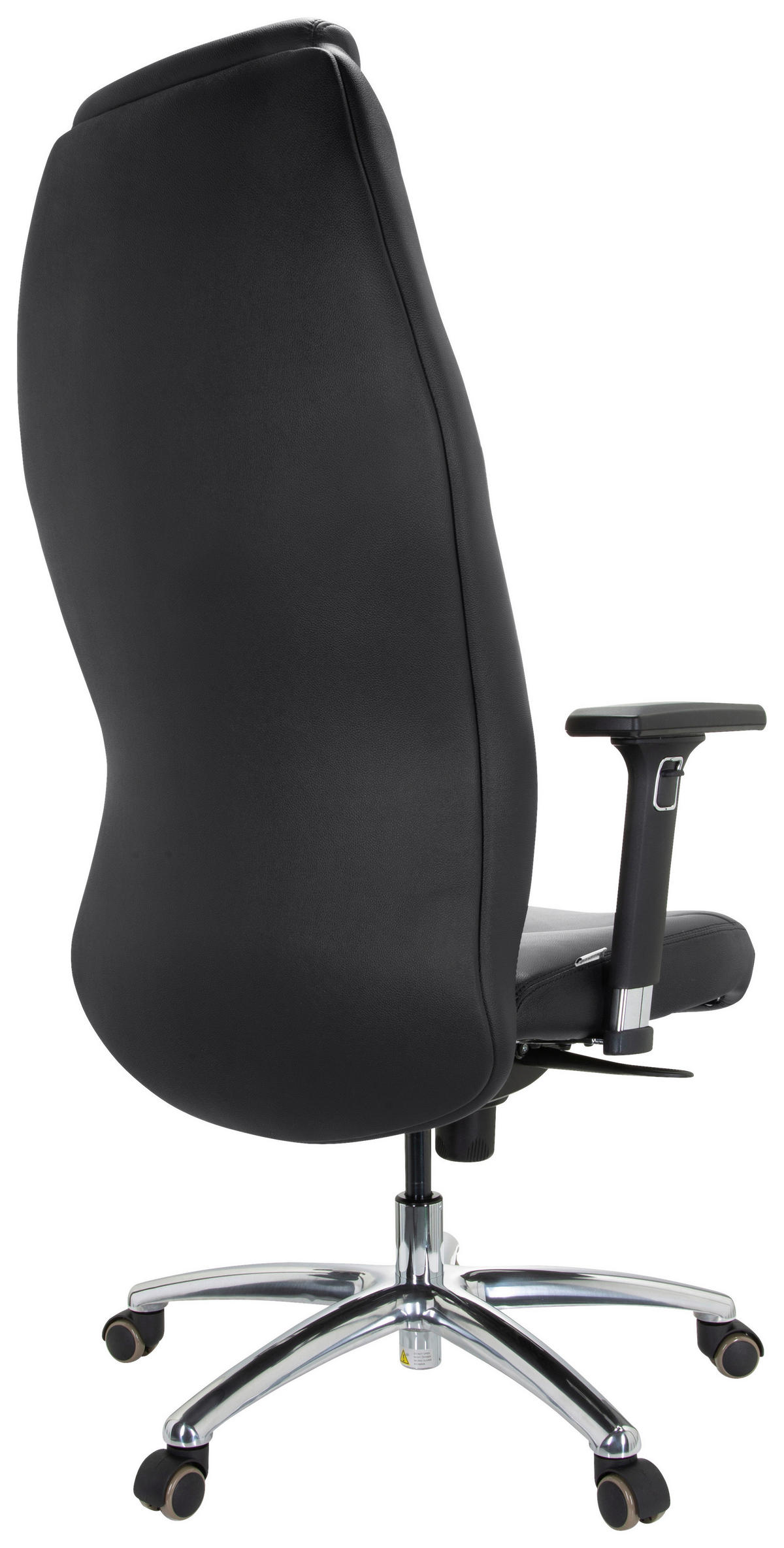 CHEFSESSEL Schwarz  - Silberfarben/Schwarz, Basics, Leder/Kunststoff (70/126/70cm) - MID.YOU