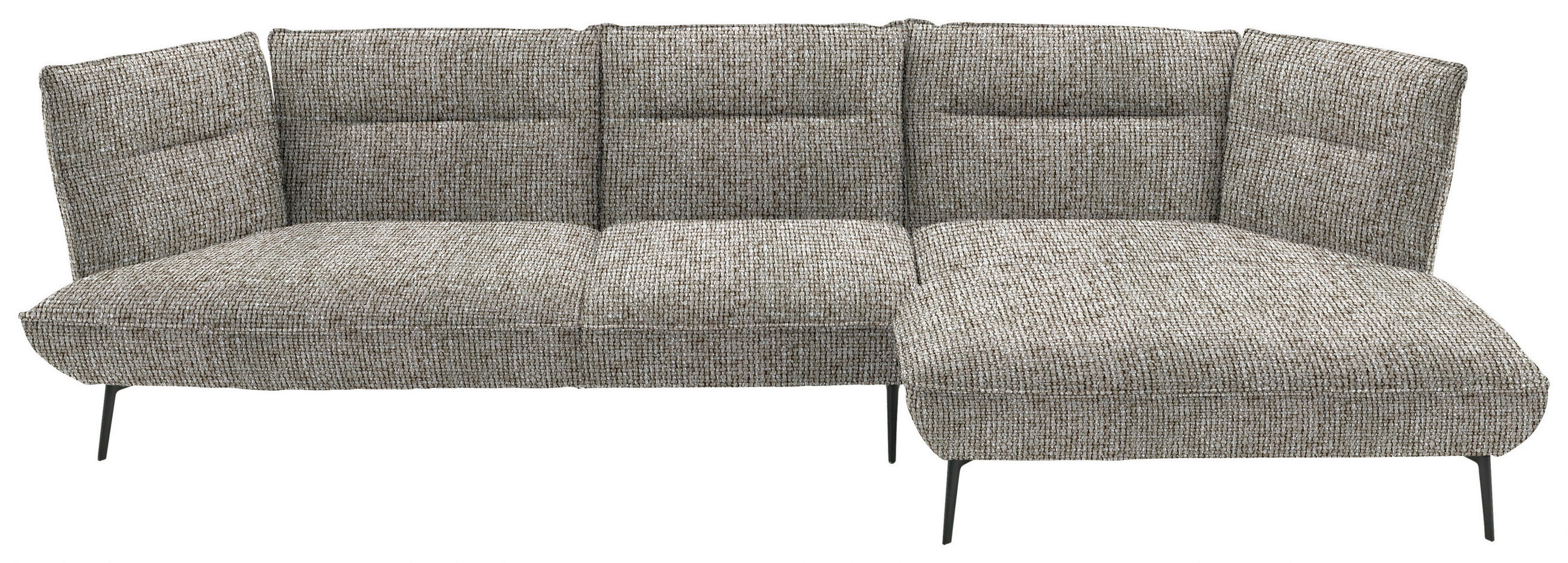 ECKSOFA in Flachgewebe Braun  339/153 cm  - Schwarz/Braun, Design, Textil/Metall (339/153cm) - Moderano