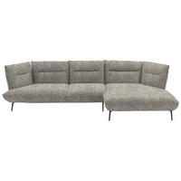 ECKSOFA in Flachgewebe Braun  - Schwarz/Braun, Design, Textil/Metall (339/153cm) - Moderano