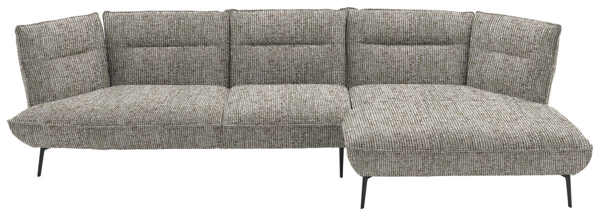ECKSOFA in Flachgewebe Braun  - Schwarz/Braun, Design, Textil/Metall (339/153cm) - Moderano
