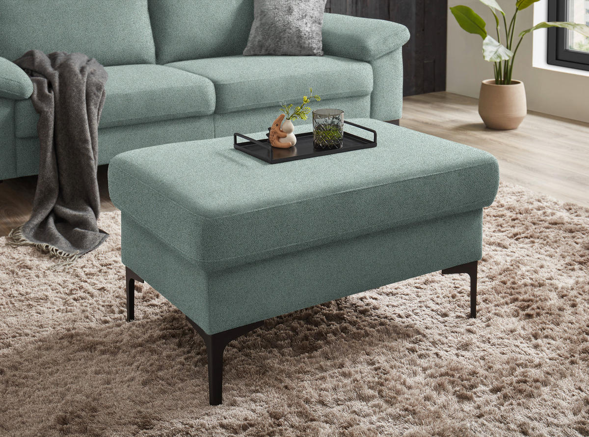 2,5-SITZER in Flachgewebe Salbeigrün  - Salbeigrün/Schwarz, Design, Textil/Metall (206/86/97cm) - Pure Home Lifestyle