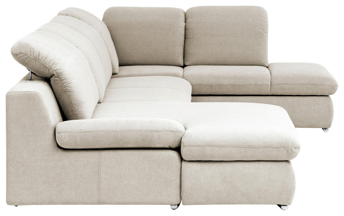 WOHNLANDSCHAFT in Chenille Creme  - Chromfarben/Creme, Design, Textil/Metall (165/353/212cm) - Livetastic