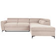 ECKSOFA Creme Velours  - Creme/Schwarz, KONVENTIONELL, Textil/Metall (255/217cm) - Carryhome