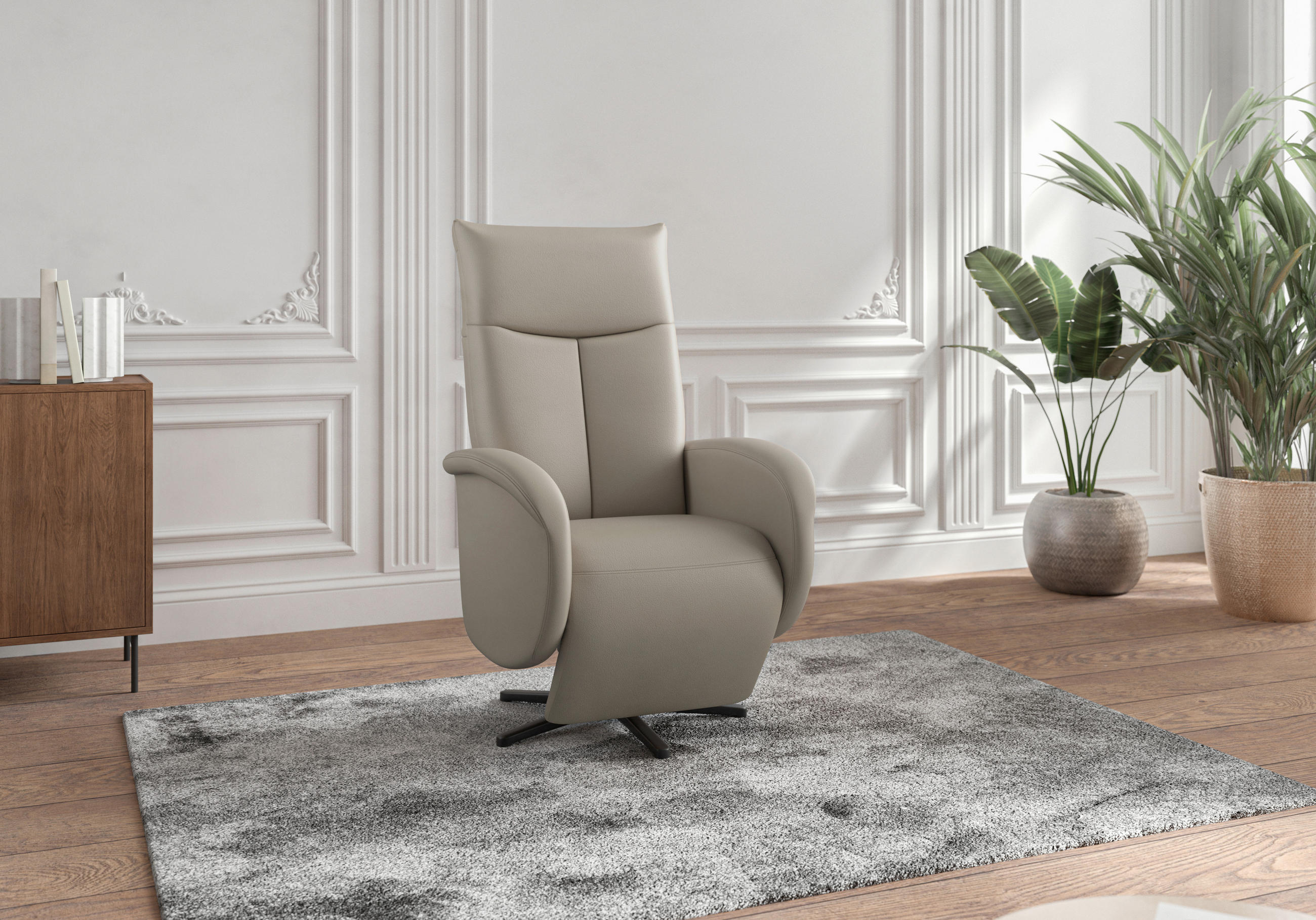 DREHSTUHL Grau  - Schwarz/Grau, MODERN, Leder/Metall (75/112/82cm) - Sit & More