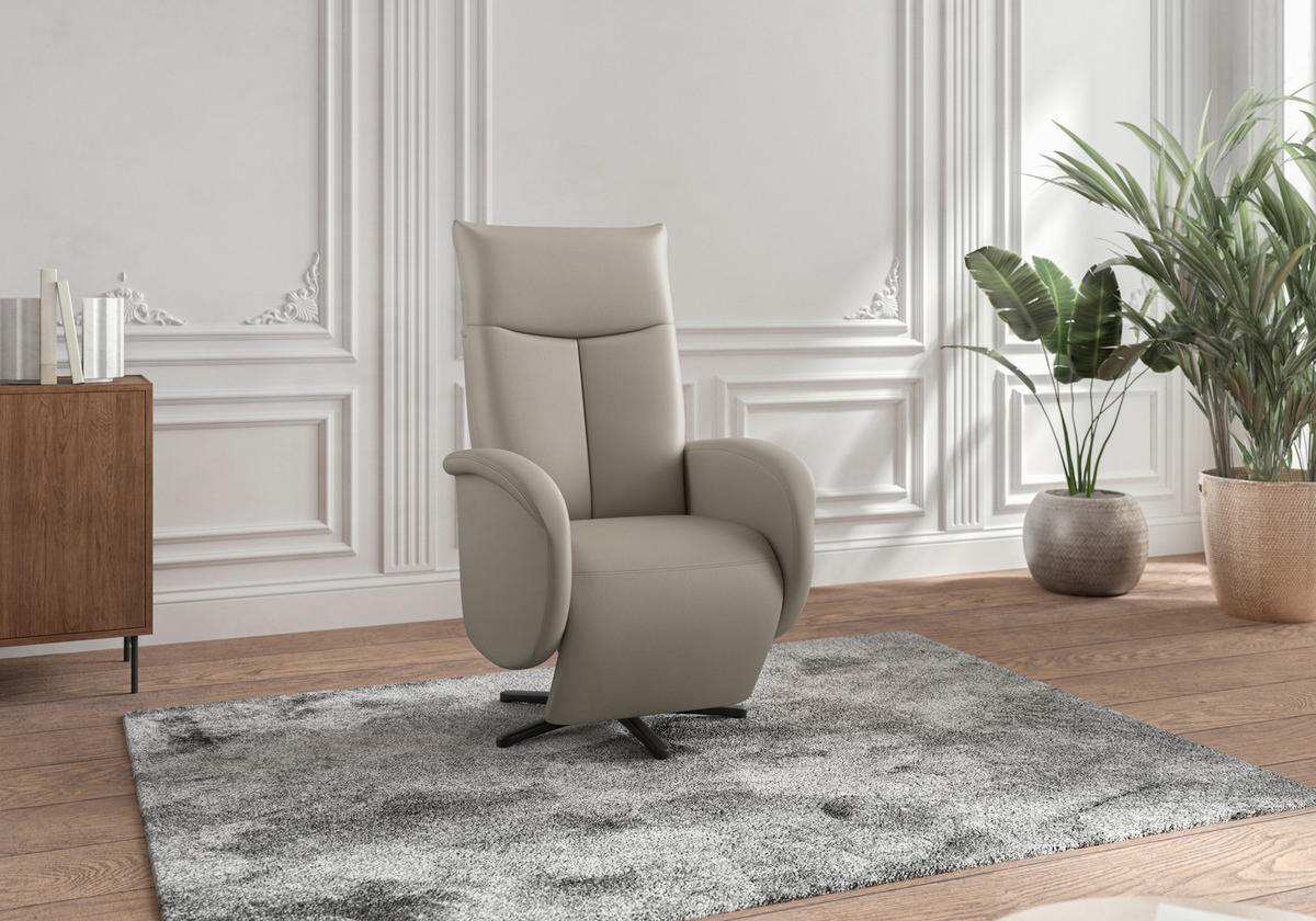 DREHSTUHL Grau  - Schwarz/Grau, MODERN, Leder/Metall (75/112/82cm) - Sit & More