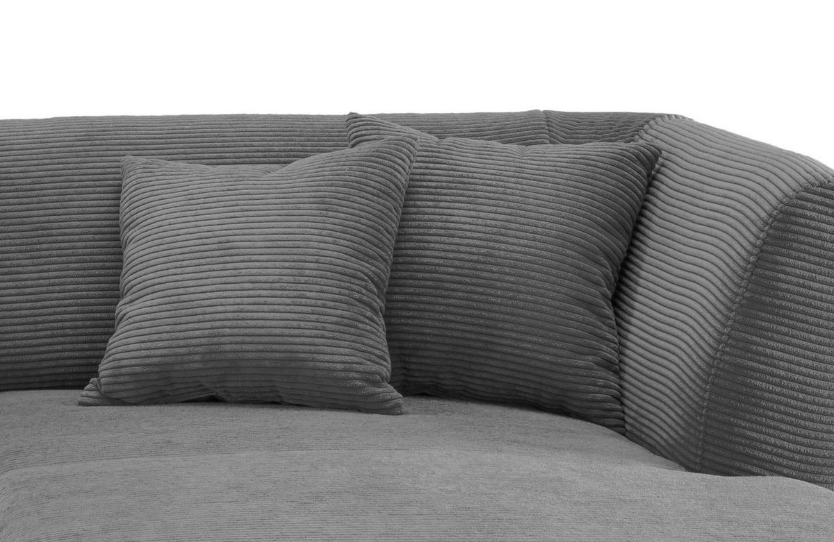 ECKSOFA in Cord Grau  - Schwarz/Grau, Modern, Holz/Textil (264/160cm) - MID.YOU