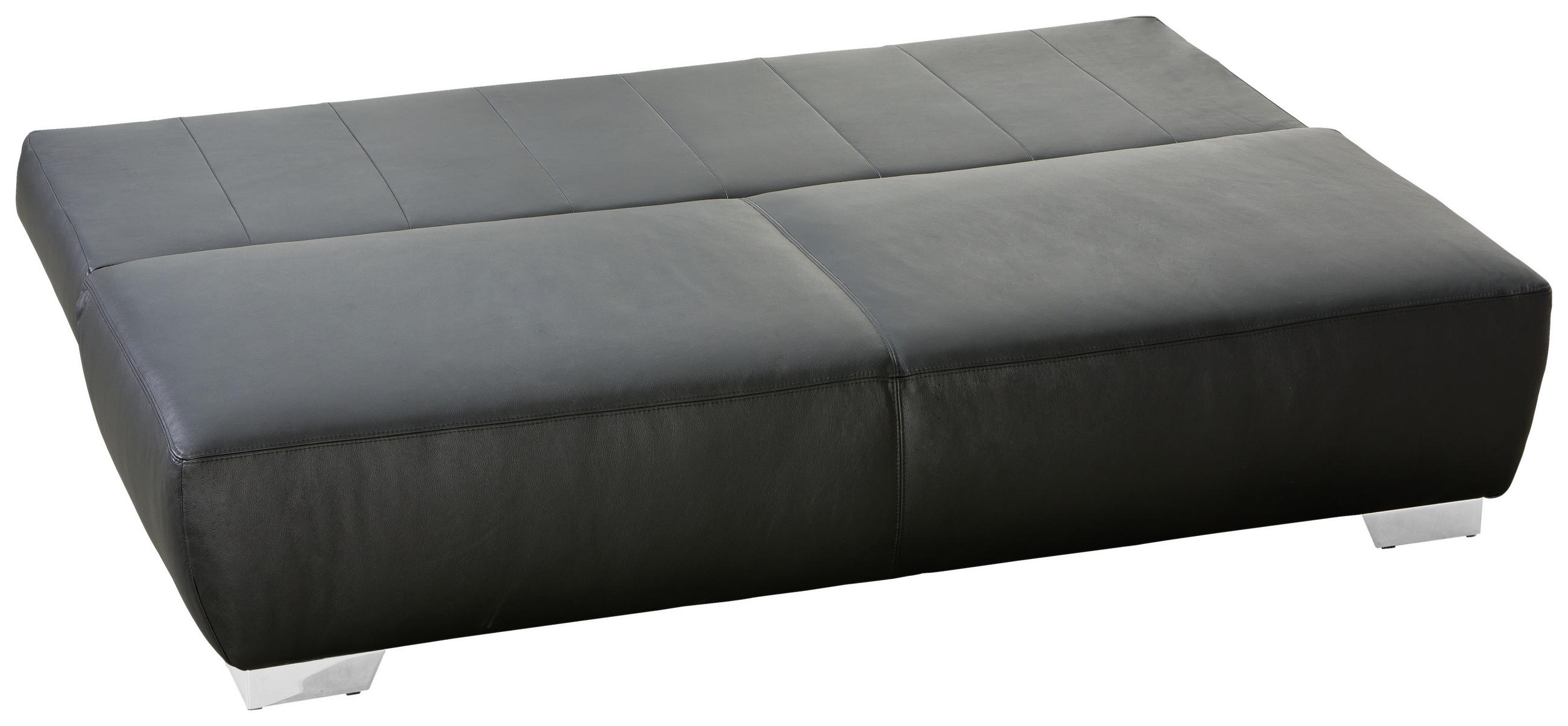 SCHLAFSOFA Schwarz Echtleder  - Chromfarben/Schwarz, KONVENTIONELL, Leder/Metall (195/85/90cm) - Livetastic